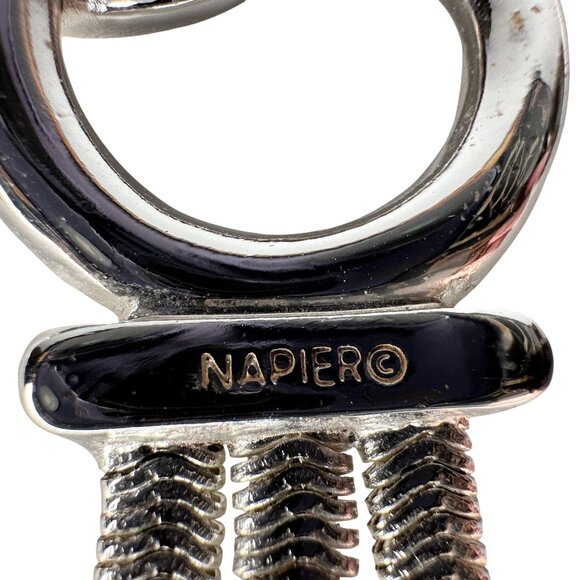 VTG NAPIER Necklace & Bracelet Set Silver Tone Interlocking Circles Snake Chain - Picture 2 of 14